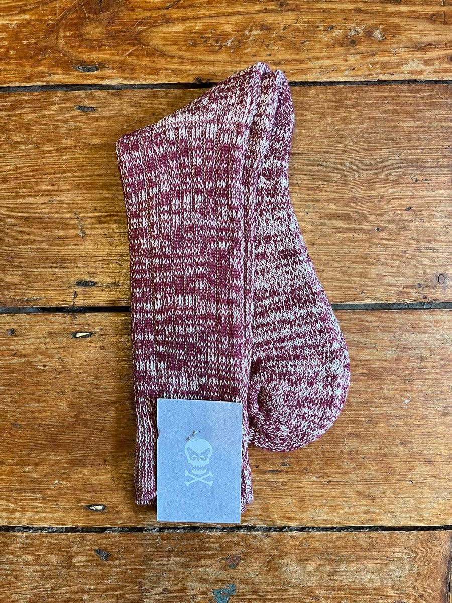 Burgundy Marled cotton sock