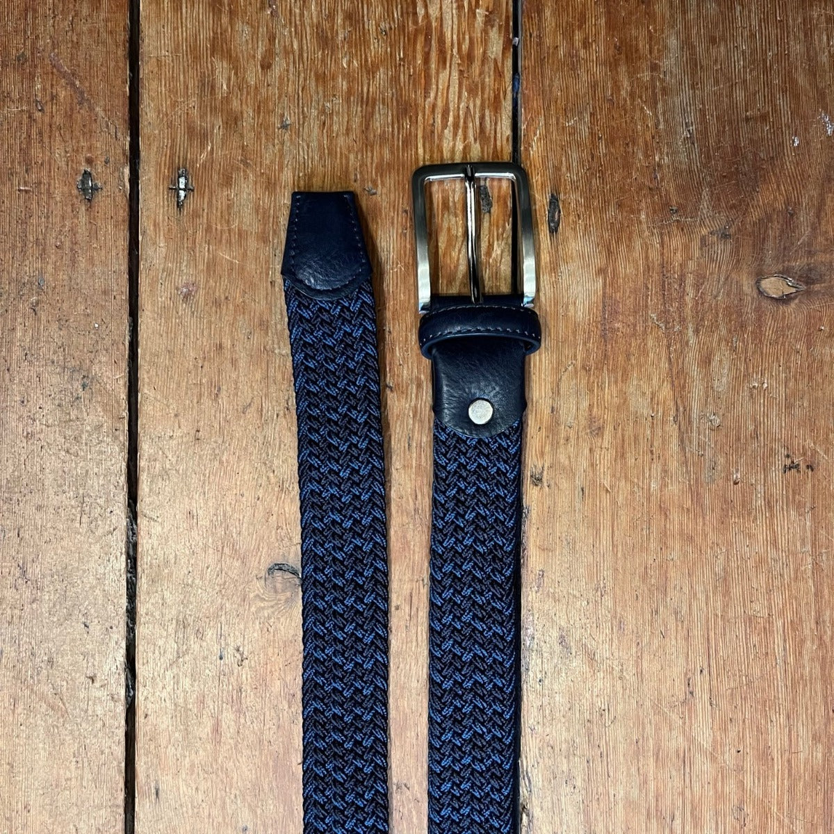 Regent - Woven Elastic Belt - Dark Navy & Navy woven