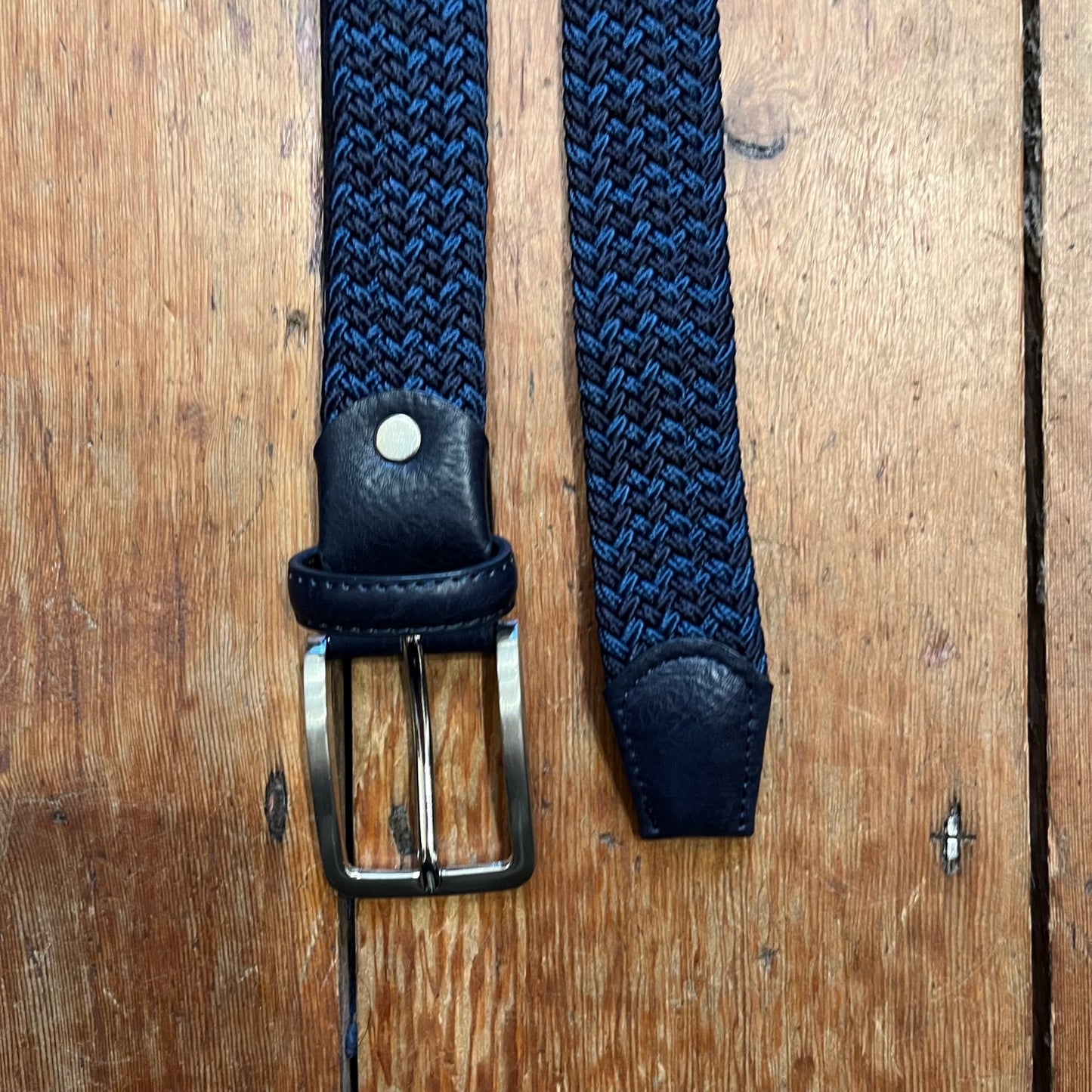 Regent - Woven Elastic Belt - Dark Navy & Navy woven
