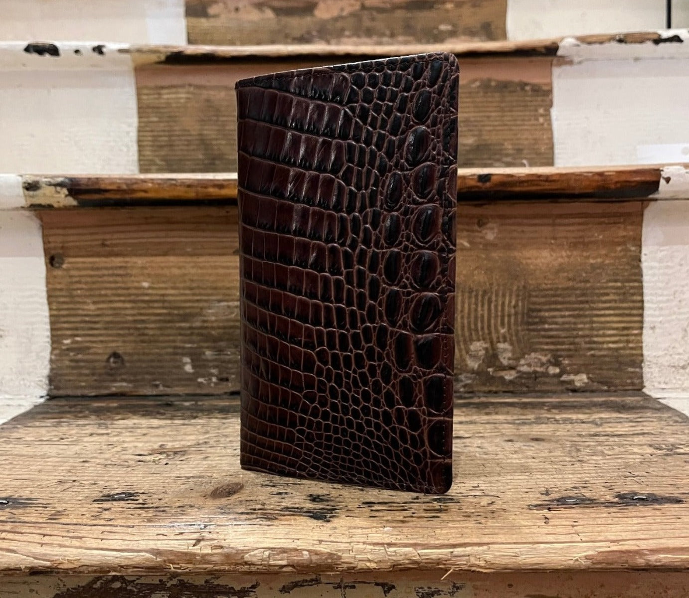 Regent Tall Leather Wallet - Reptile Press Effect