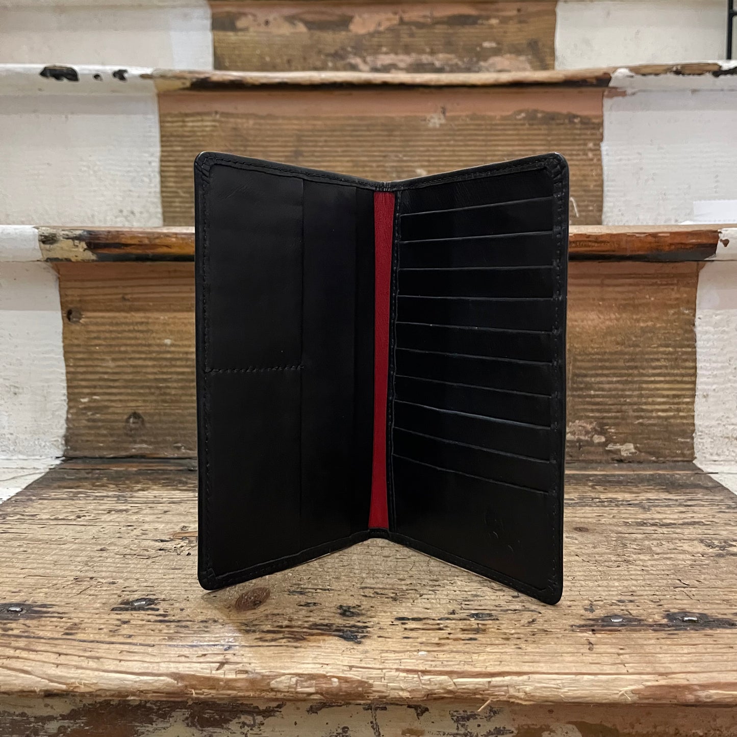 Regent - Tall Leather Wallet - Black Verglass Leather - Regent Tailoring