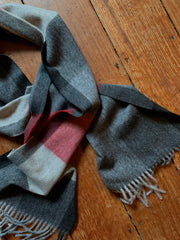 Regent - Scarf - Cashmere & Wool - Red & Charcoal Big Check