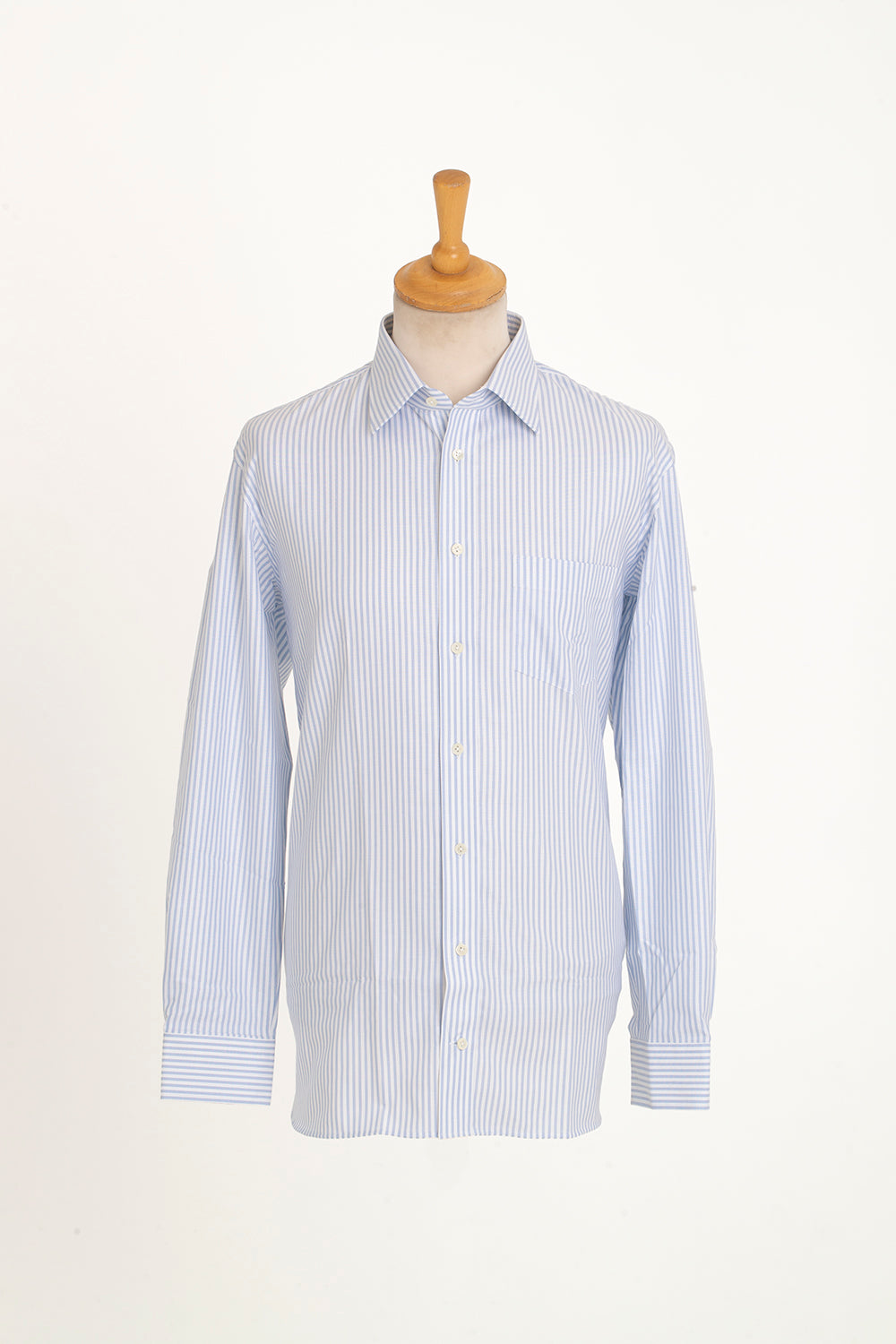 Regent - Oxford Cotton Shirt - White and Sky Blue Stripe