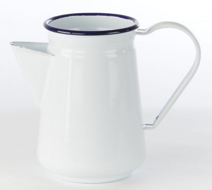 White enamelware jug from original enamelware brand Falcon with long-lasting coating and water-resistant durability.