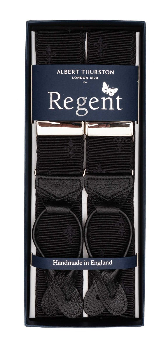 Regent x Albert Thurston - Braces – Black Fleur de Lis - Regent Tailoring