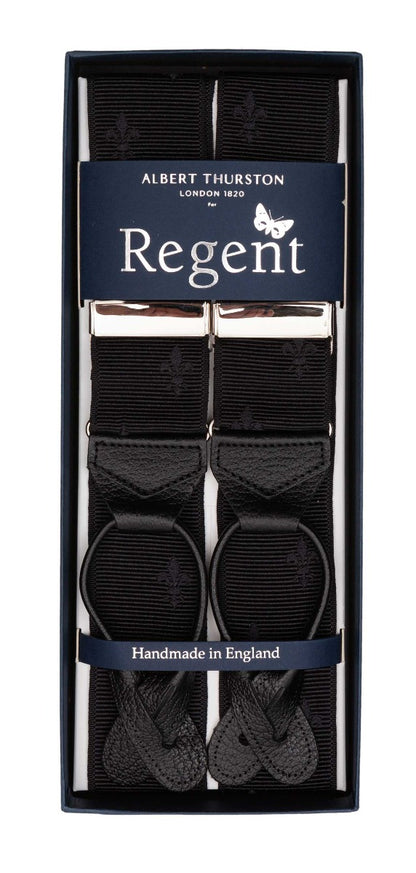 Regent x Albert Thurston - Braces – Black Fleur de Lis - Regent Tailoring