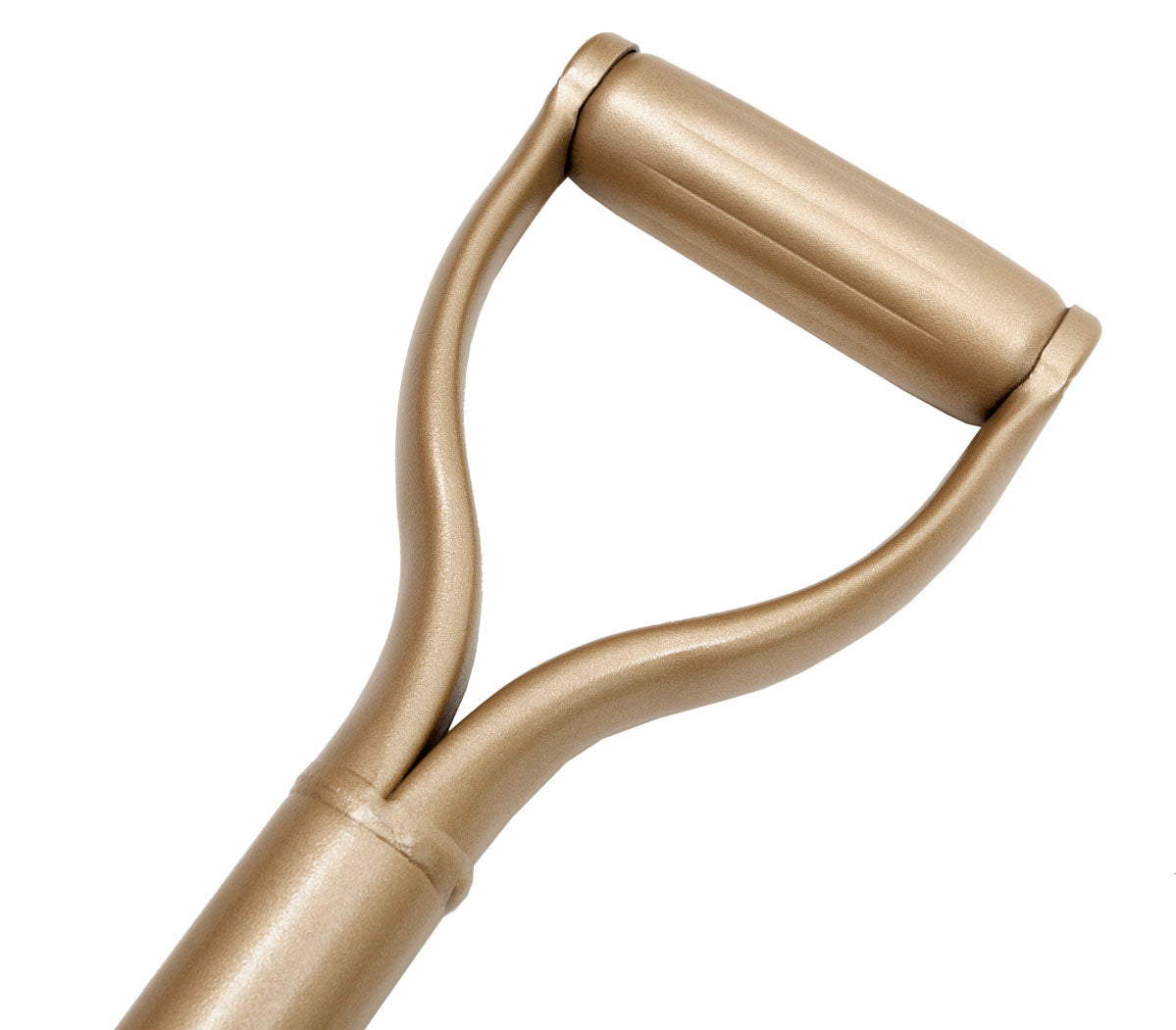 Gold-coloured sharp steel spade by Niwaki featuring pointed blade and solid tread for digging.