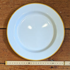 Regent - Enamelware - Plate - 24cm - White with Yellow Edging