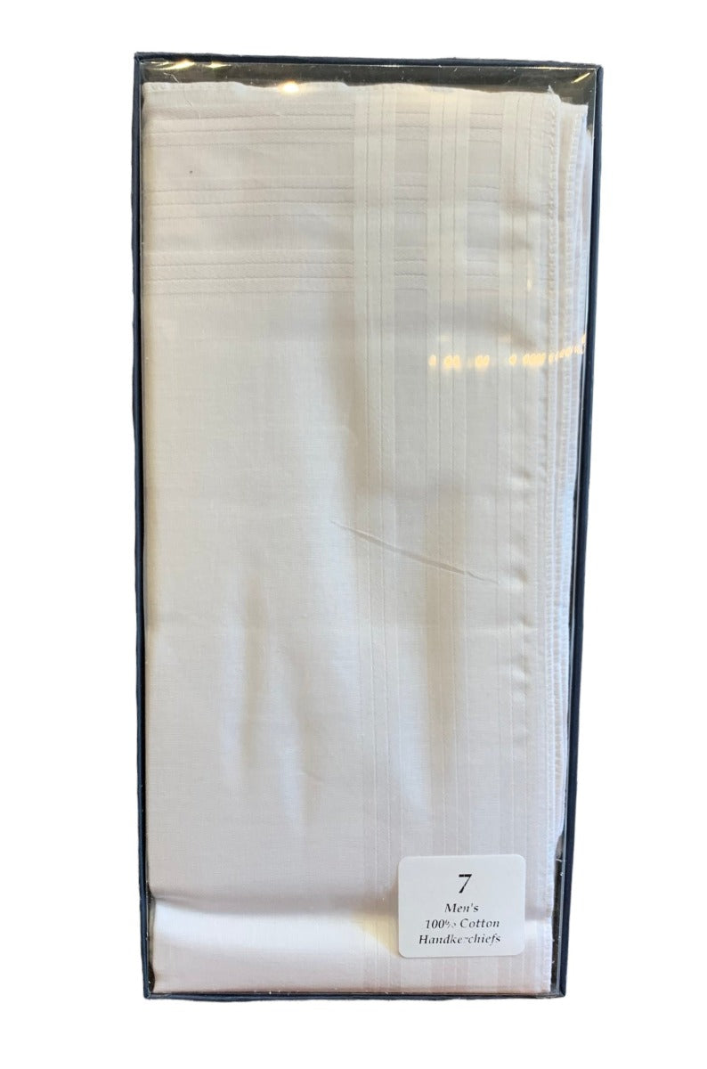 Cotton Pocket Handkerchief - White Satin - 7 Pack