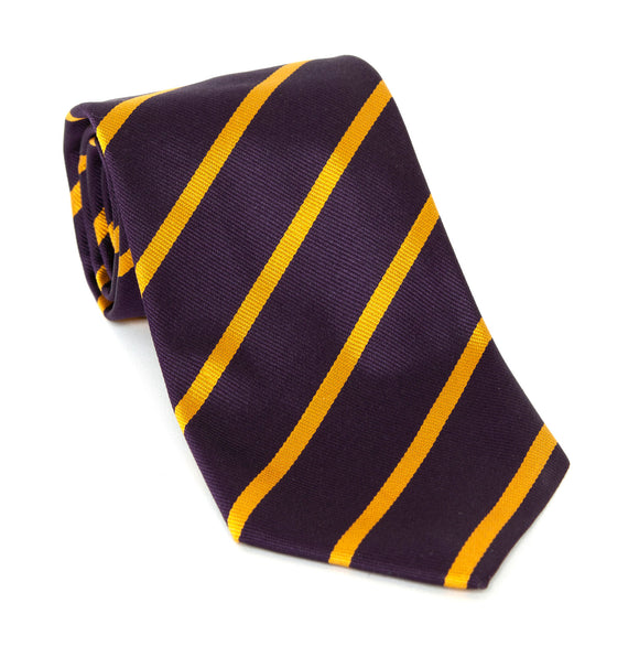 Regent Luxury Silk Tie - Purple with Gold Stripes - Regent Tailoring