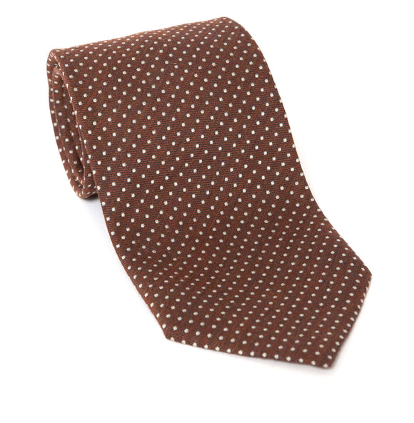 Regent Luxury Silk Tie - Brown with White Spots - Regent Tailoring