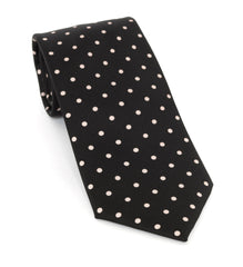 Regent Luxury Silk Tie - Black with Crème Spot