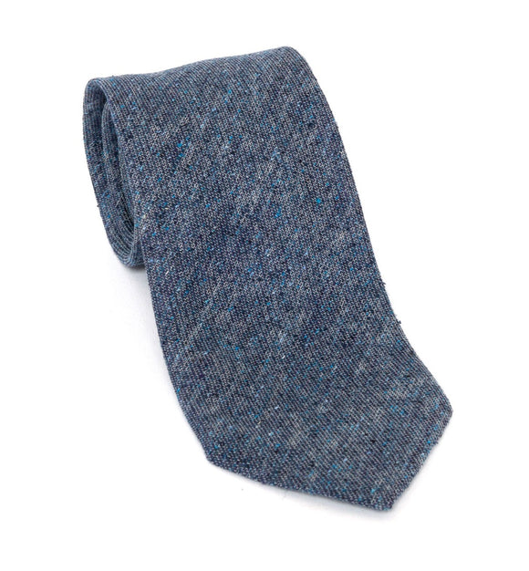 Regent Luxury Silk & Cotton Tie - Slate & Eggshell Fleck Tie - Regent Tailoring