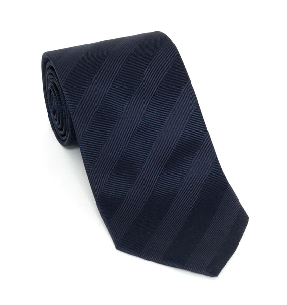 Regent Luxury Silk Tie - Dark Navy Herringbone Stripe - Regent Tailoring