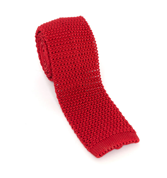 Regent Knitted Silk Tie - Red - Regent Tailoring