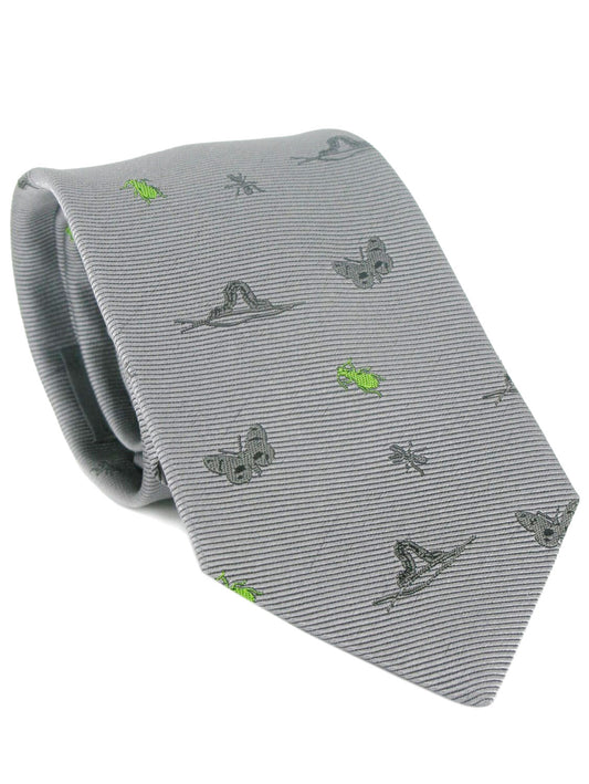 Regent - Woven Silk Tie - Grey Bugs - Regent Tailoring