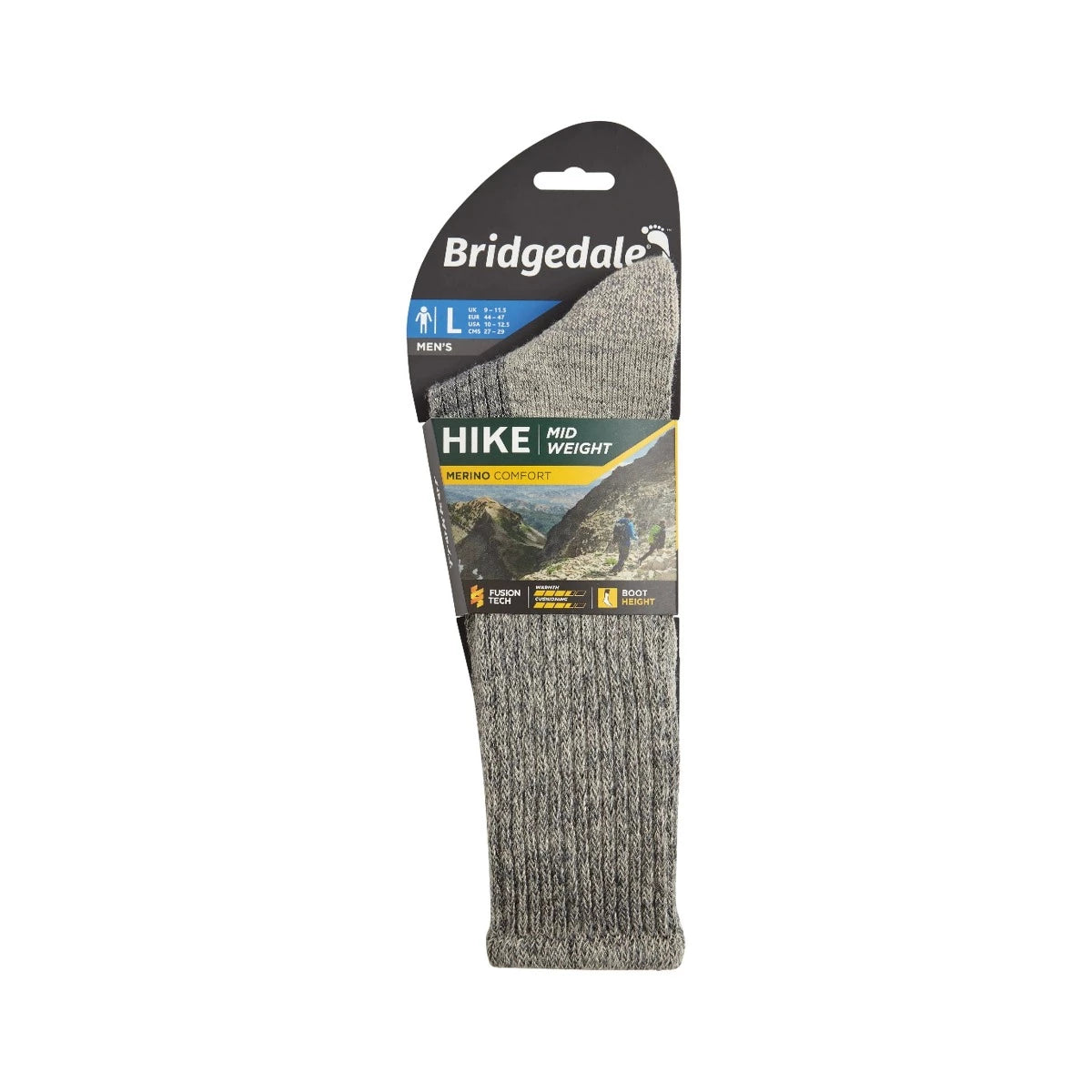 Mid-Weight Merino comfort socks by Bridgedale in Grey 