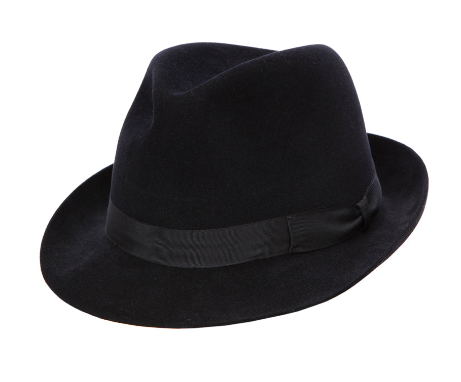 Regent Racing Trilby - Fur Felt, Snap Brim - Black - Regent Tailoring