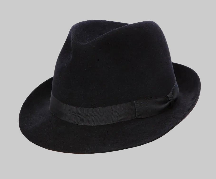 Regent Racing Trilby - Fur Felt, Snap Brim - Black - Regent Tailoring
