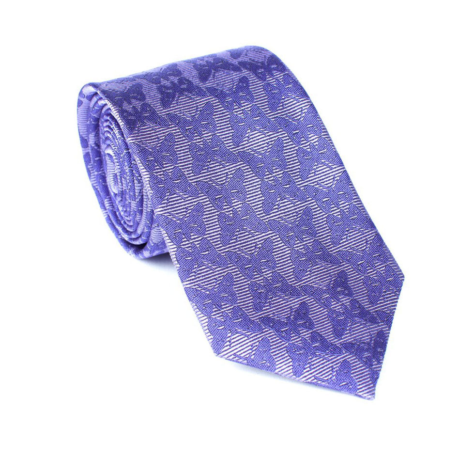 Regent - Woven Silk Tie - Lilac with Dark Purple Butterflies - Regent Tailoring