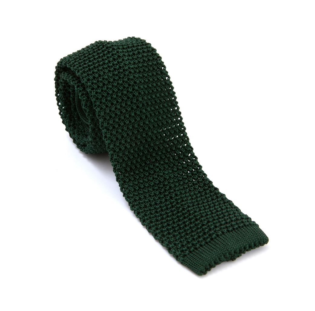 Regent - Knitted Silk Tie - Bottle Green - Plain - Regent Tailoring
