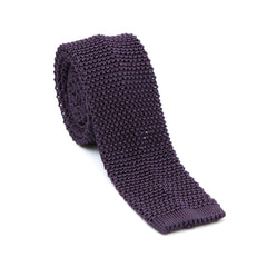 Regent - Knitted Silk Tie - Purple - Plain