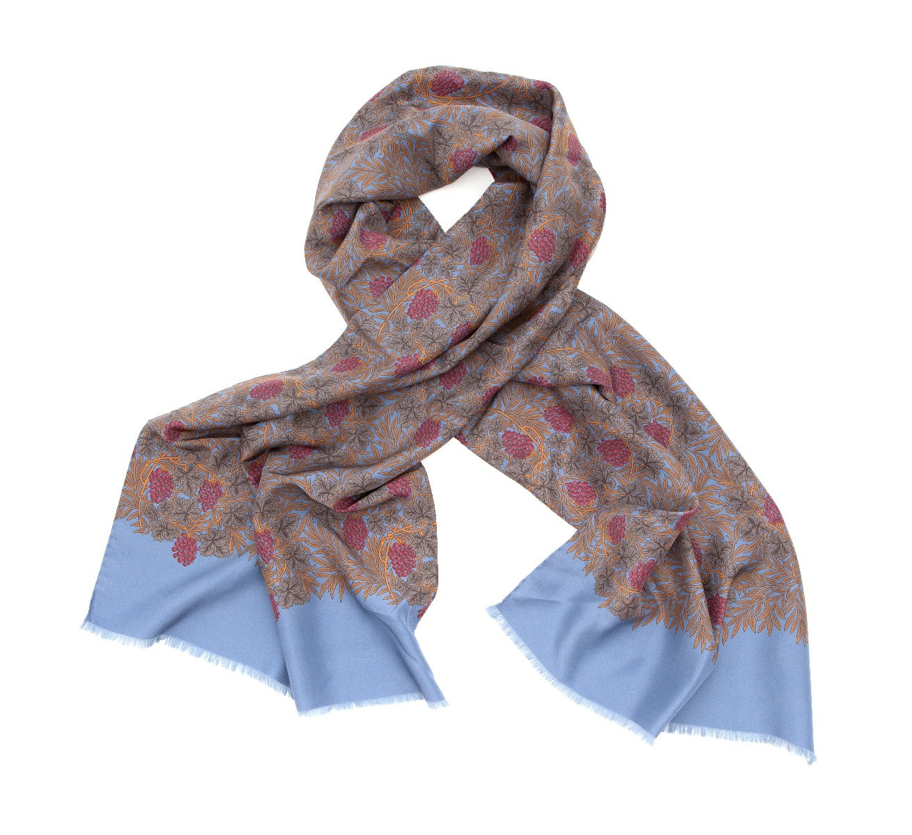 Regent - Silk Scarf - Dusk Blue with Berries ladies - Regent Tailoring