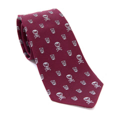 Regent - Woven Silk Tie - Burgundy with Skull and Whisky