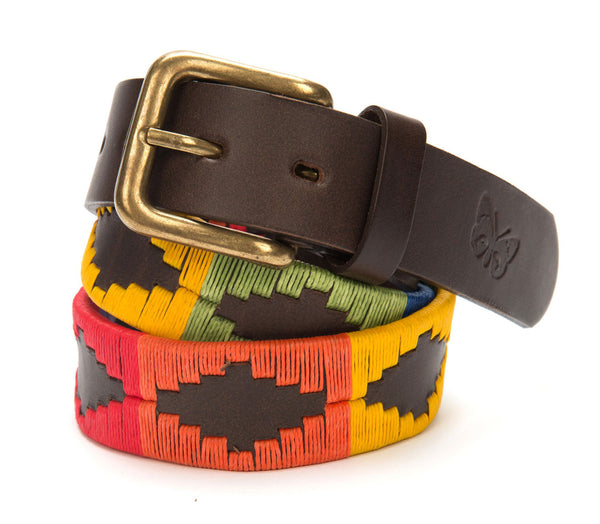 Regent - Polo Belt - Embroidered - Leather - Rainbow Multi Colour