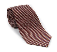Regent - Woven Silk Tie - Burgundy with White Stripe