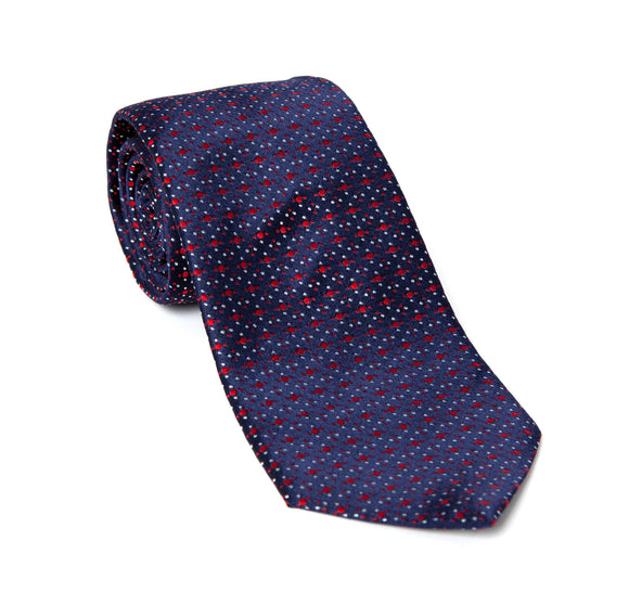 Regent - Woven Silk Tie - Blue Red and White - Regent Tailoring