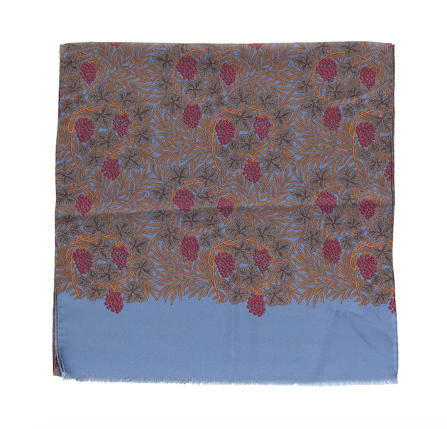 Regent - Silk Scarf - Dusk Blue with Berries ladies - Regent Tailoring