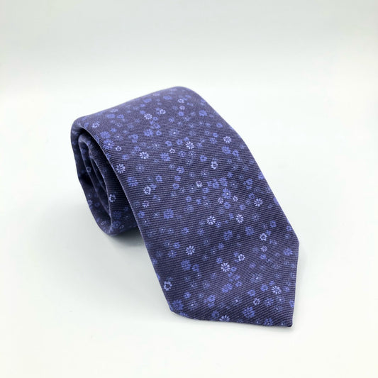 Regent - 100% Silk Tie - Midnight Purple  with Lemon & Lime Flowers