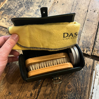 Regent Shoe Cleaning Kit and Brushes in Green Bridle Leather