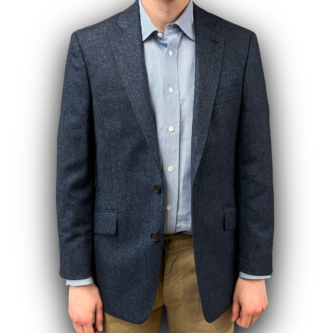 Regent - 'Harvey' Jacket - Navy with Blue Fleck Wool 350g - Abraham Moon