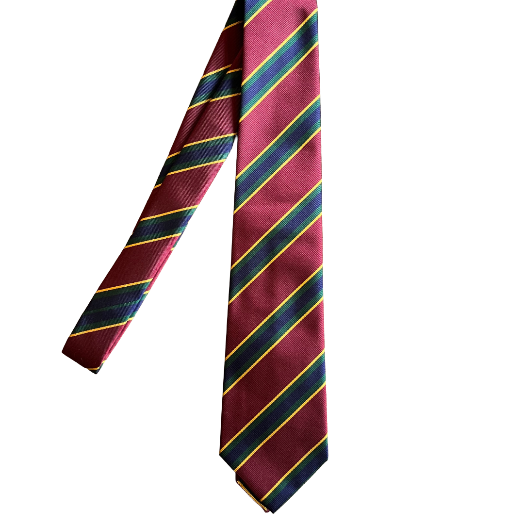 Regent - Ivy League Striped Silk Tie - Burgundy, Navy & Green
