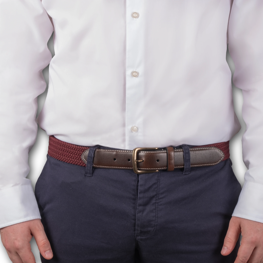DENTS - Woven Stretch Belt - Burgundy