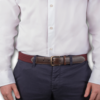 DENTS - Woven Stretch Belt - Burgundy