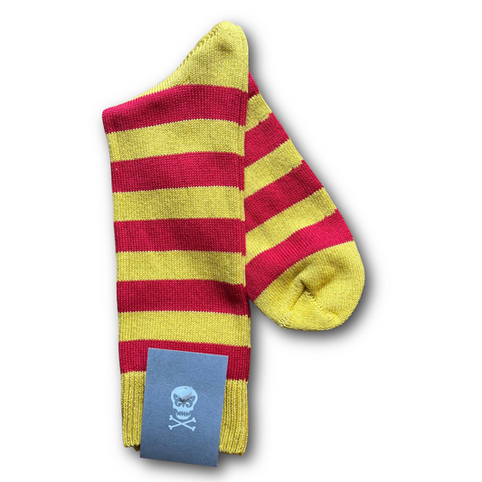Red and yellow striped socks