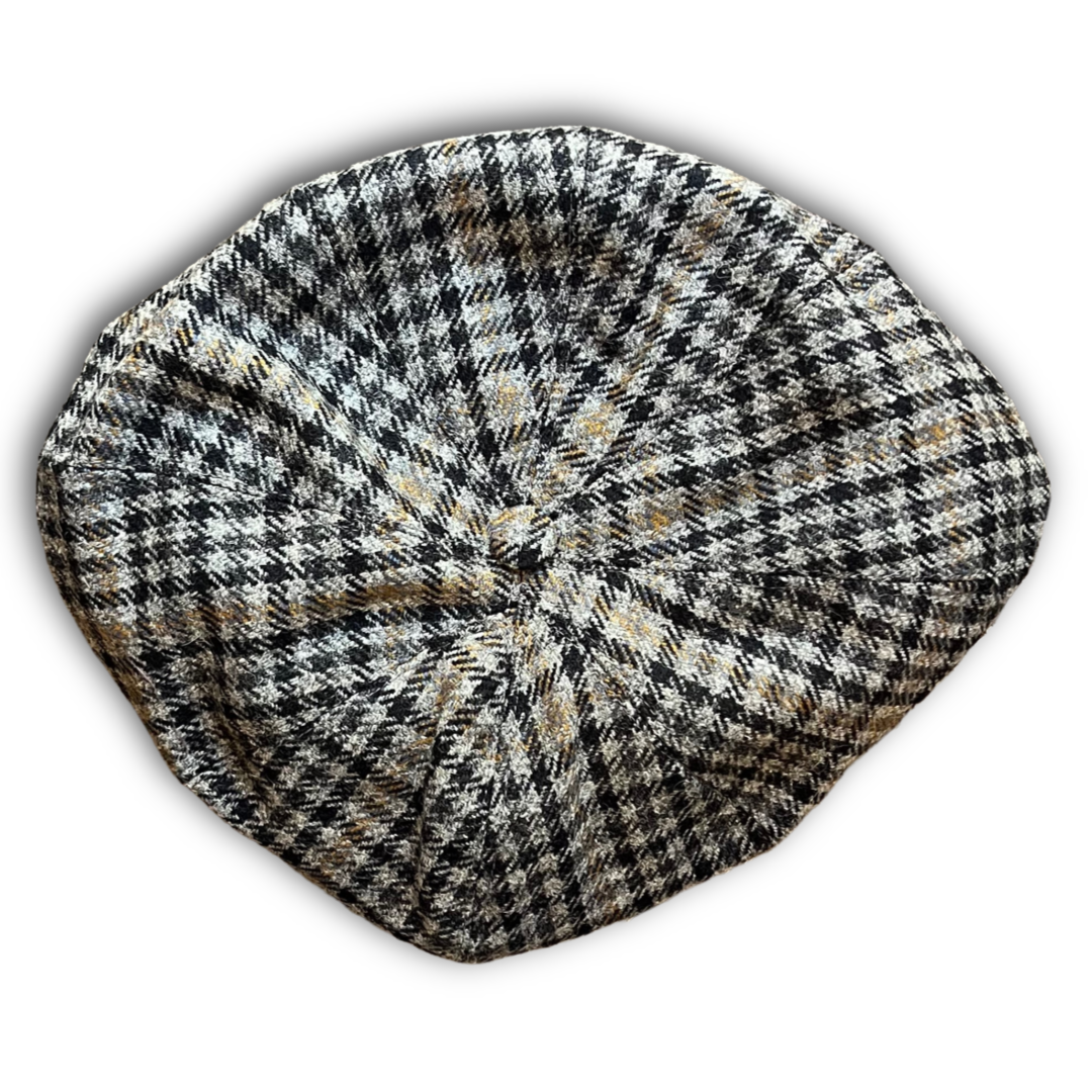 Regent - Baker Boy Cap - Grey/Yellow Overcheck Tweed