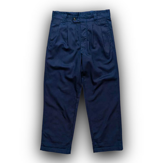 Navy pleated chino