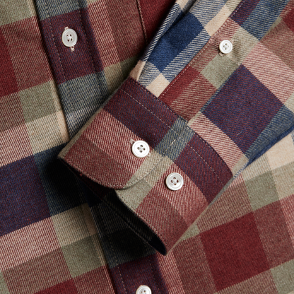 Portuguese Flannel - Girona - Burgundy & Navy Check