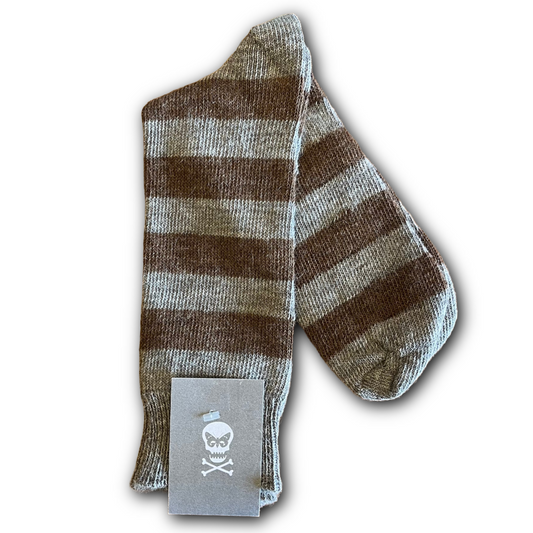 Regent - Alpaca Wool Socks - Hoops - Grey & Light-Brown - Regent Tailoring