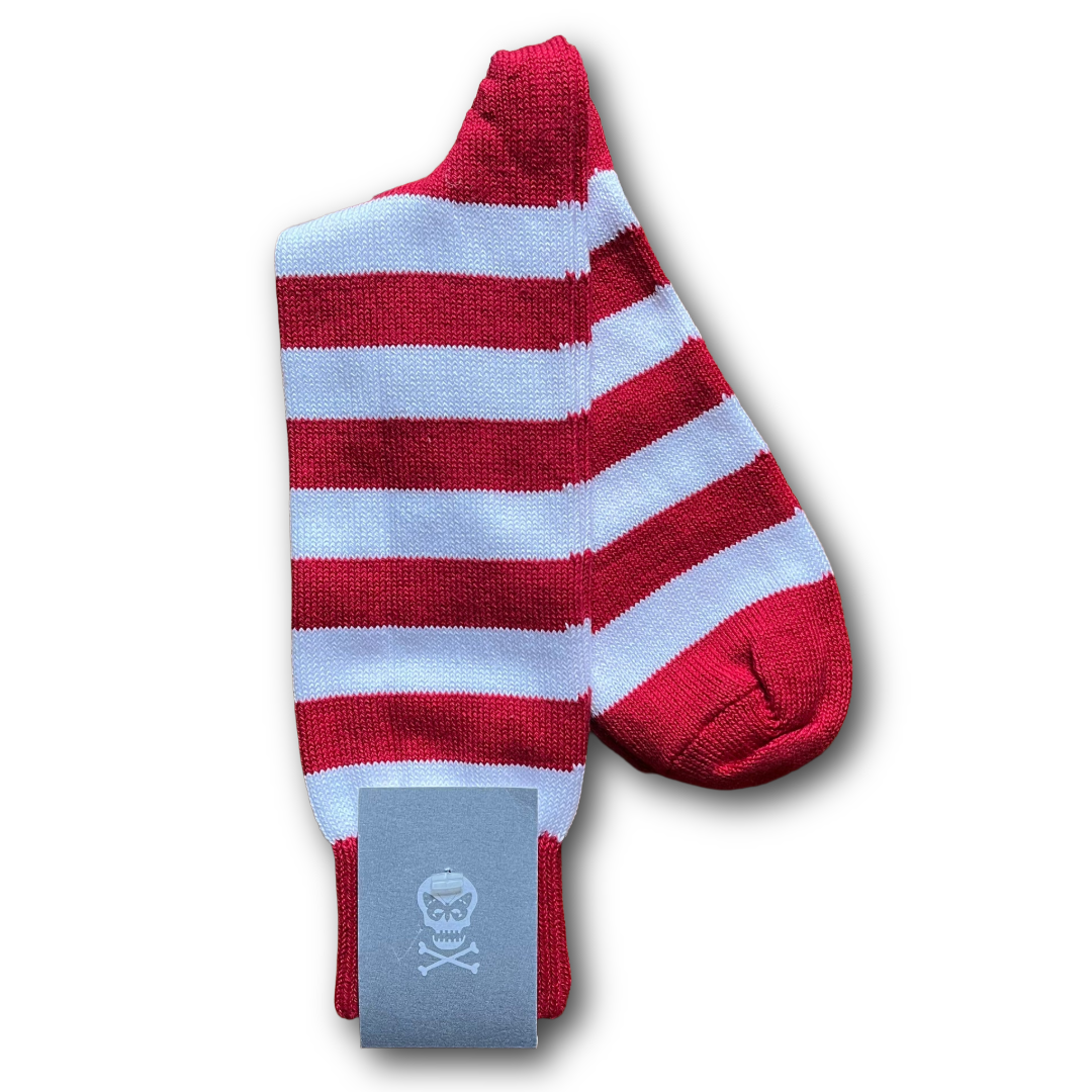 Red and white striped sock