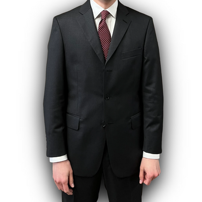 Regent 'Penguin' three button charcoal grey fleck suit