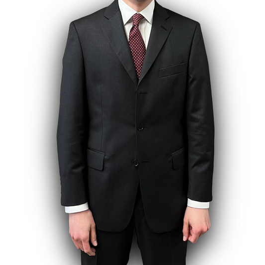 Regent 'Penguin' three button charcoal grey fleck suit