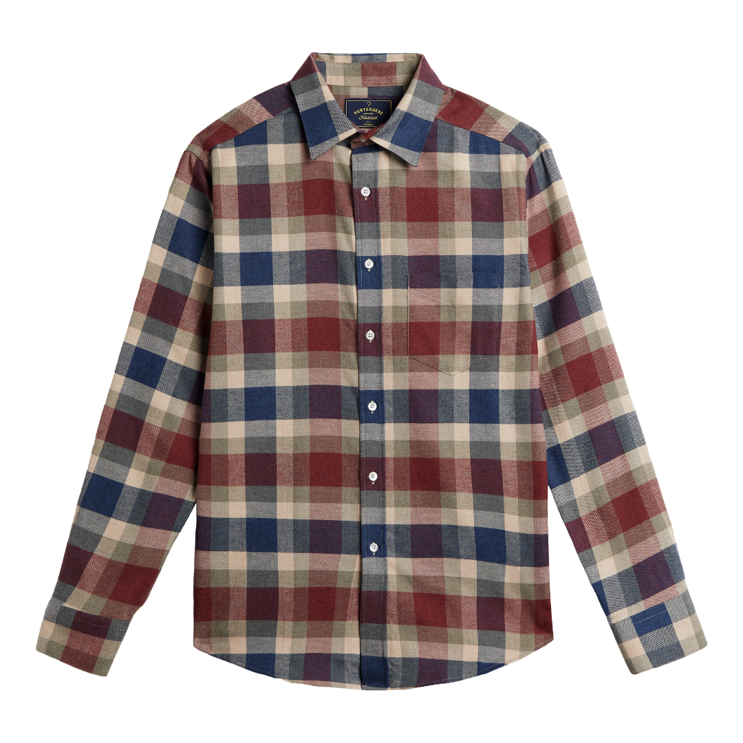 Portuguese Flannel - Girona - Burgundy & Navy Check