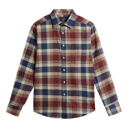 Portuguese Flannel - Girona - Burgundy & Navy Check