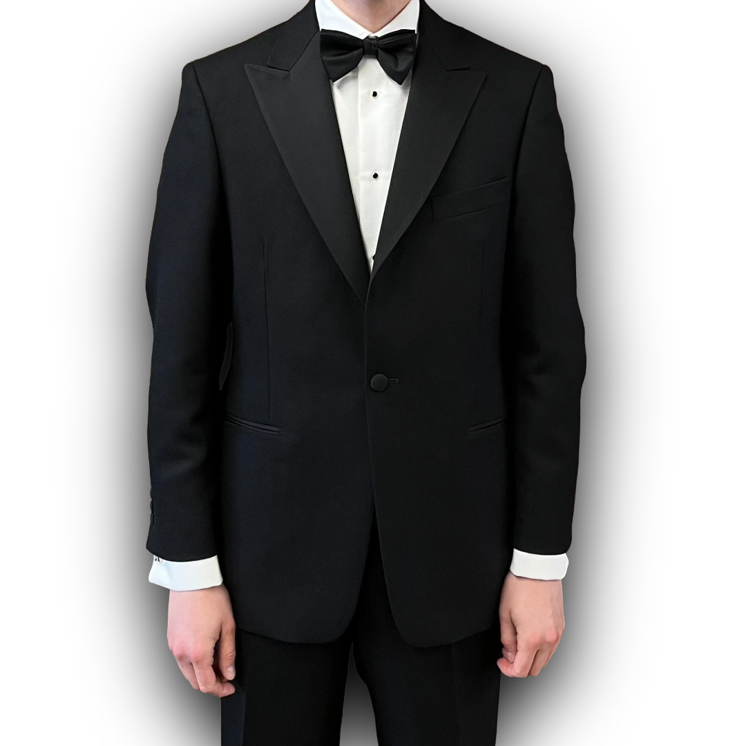 Regent - Classic Dinner Suit - One Button - Black - Peak Lapel - Regent Tailoring