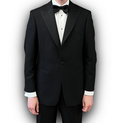 Regent - Classic Dinner Suit - One Button - Black - Peak Lapel - Regent Tailoring